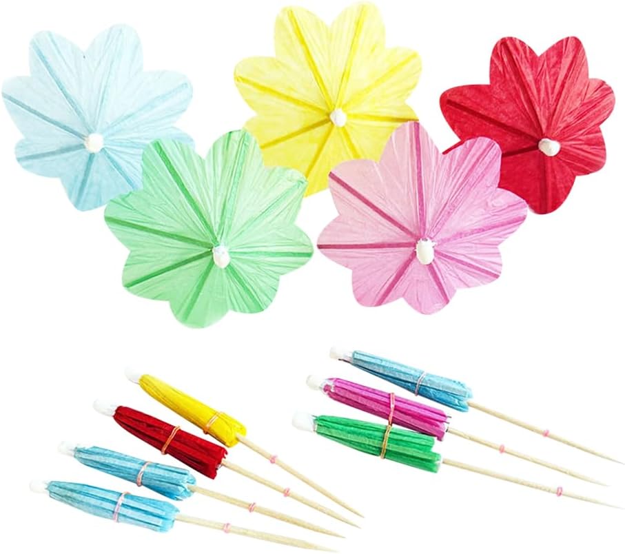 Hawaiian Party Cocktail Umbrella Picks Set