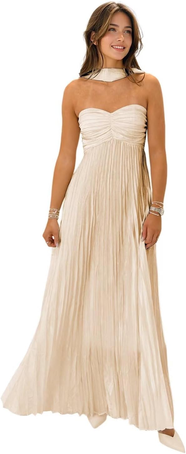 Strapless Bridesmaid Dresses for Women with Scarf 2025 Style