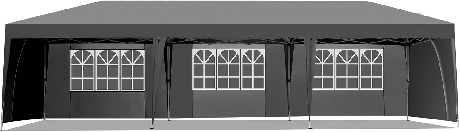 Instant Outdoor Event Shelter - 10x30ft Dark Gray