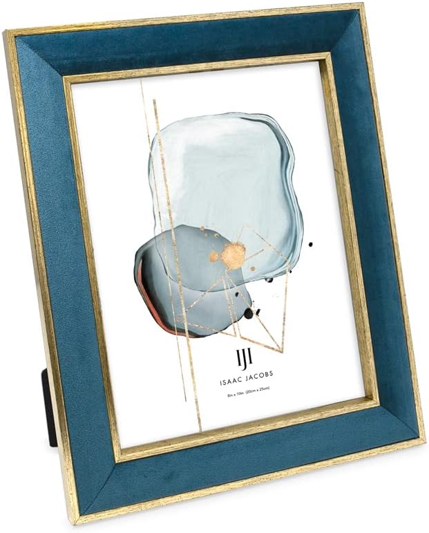 Isaac Jacobs Velvet Picture Frame with Gold Double Border
