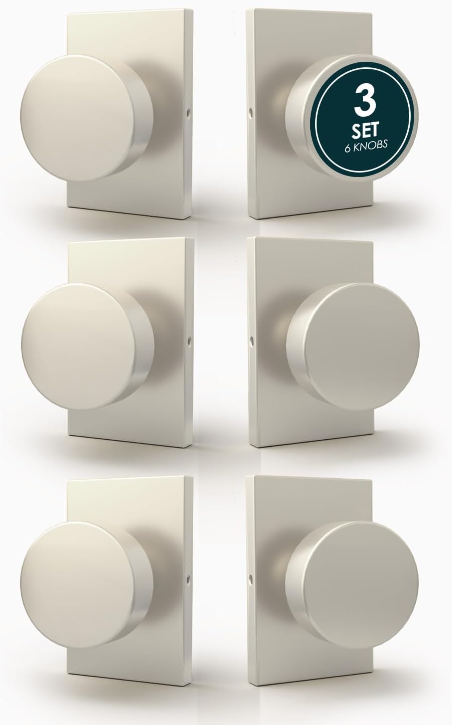Mega Handles Dummy Door Knob - 6 Pack Satin Nickel Knobs