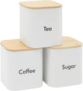 Coffee Bean Storage Canisters for Countertop - 3-Piece White Set