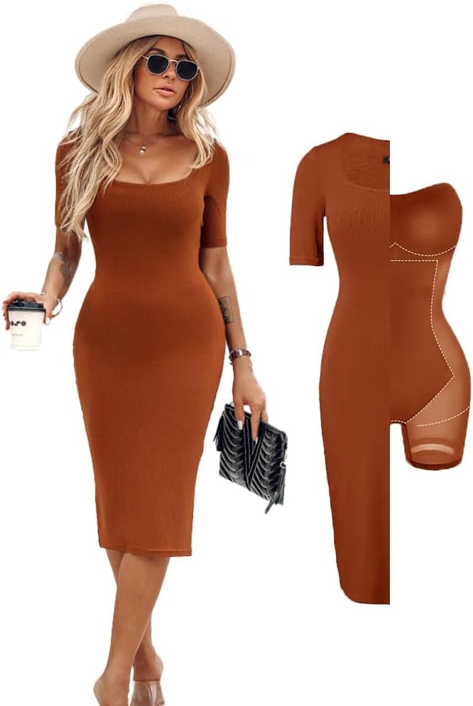 Women Shapewear Dress with Built-in Pads for Elegant Style