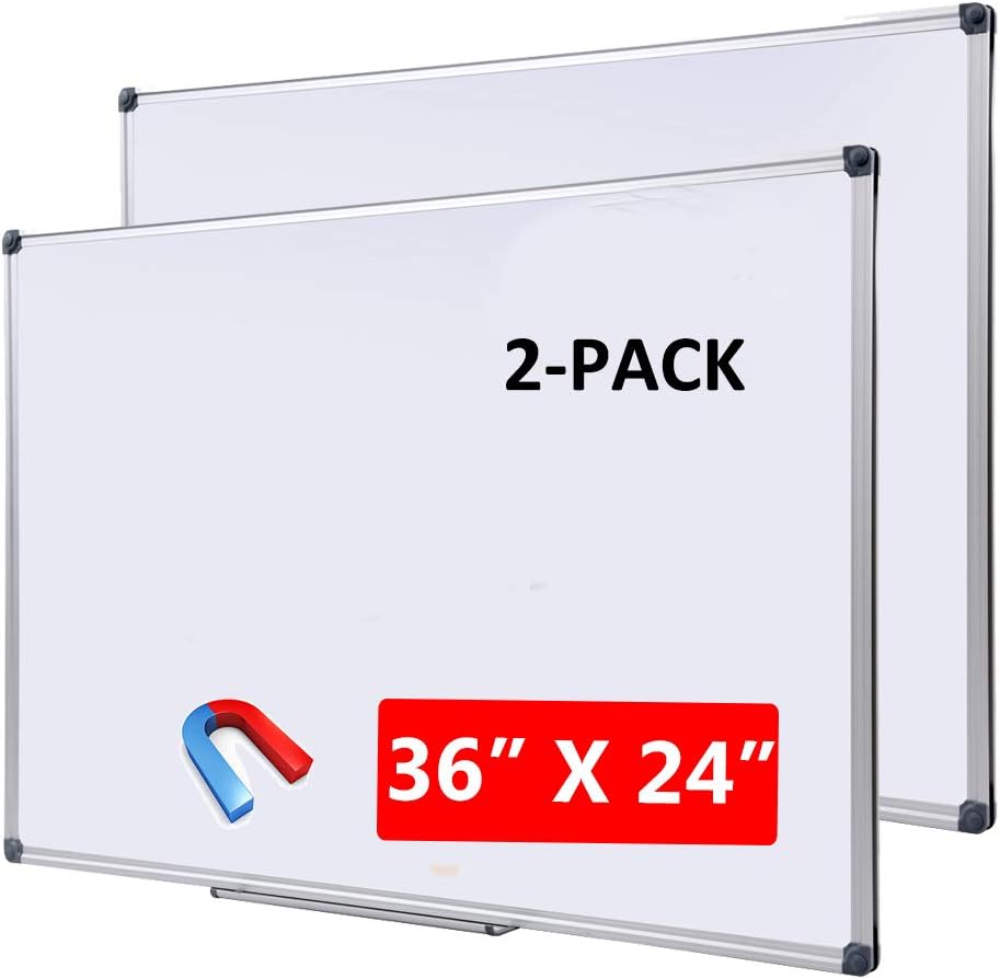Magnetic Dry Erase Board 36x24 in 2 Pack for Home & Office Use