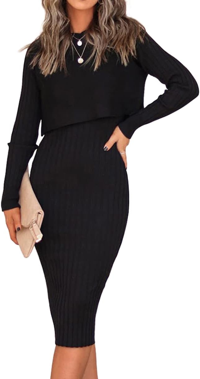 Ezbelle Women's Long Sleeve Sweater Dress Set for All Seasons
