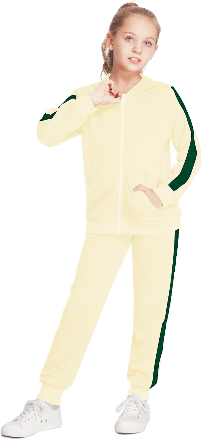 Arshiner Girls 2 Piece Outfits Zip Up Hoodie Sweatpants Set