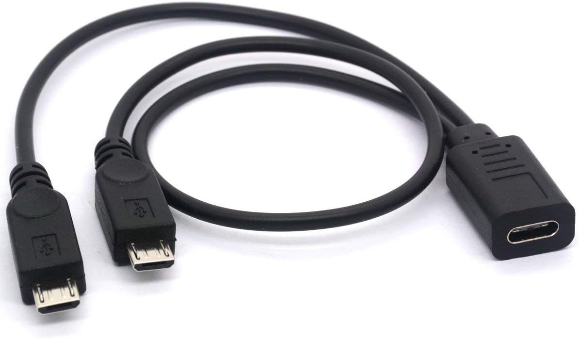 GLHONG USB Type C Female to Dual Micro USB Male Splitter - Fast Charging
