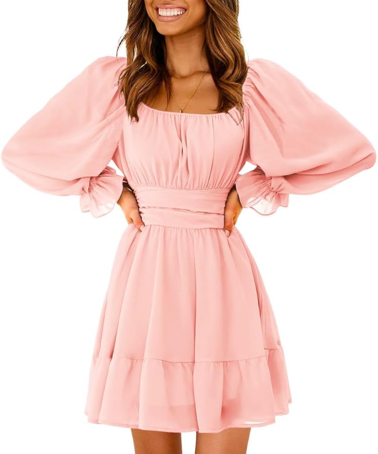 EXLURA Women's Casual Long Lantern Sleeve Dress for All Occasions