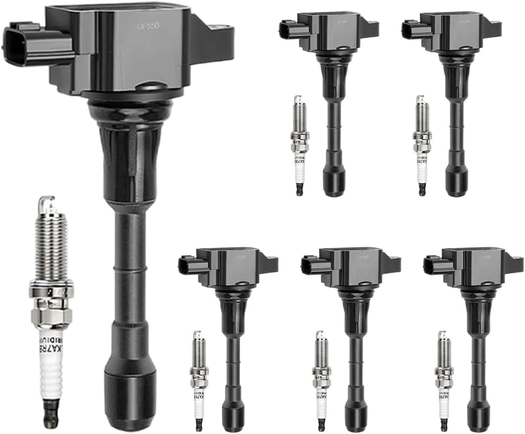 Set of 6 Ignition Coil Packs & Spark Plugs for Nissan Vehicles