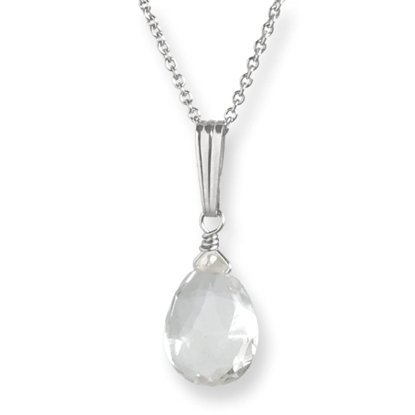 Clear Quartz Crystal Necklace in Sterling Silver or Gold Filled