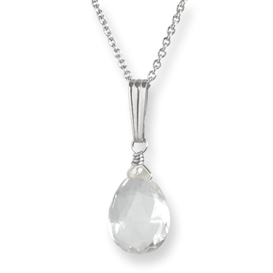 Clear Quartz Crystal Necklace in Sterling Silver or Gold Filled