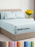 Extra Deep Queen Sheet Set - 6 Piece Cooling Ice Blue - Secure Fit