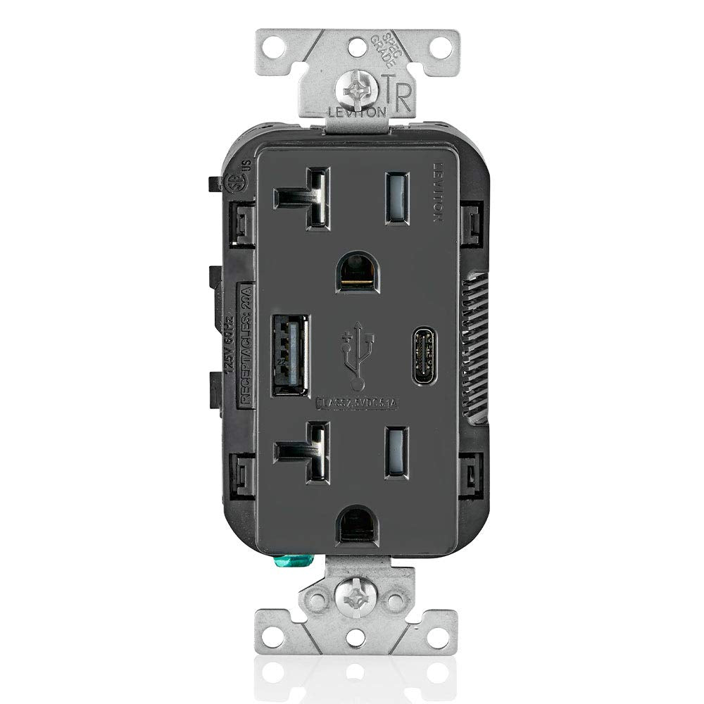 Leviton USB In-Wall Charger with 20A Outlet for Smart Devices