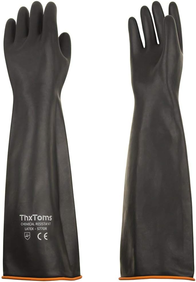 ThxToms Heavy Duty Latex Gloves - Resists Acid, Alkali & Oil