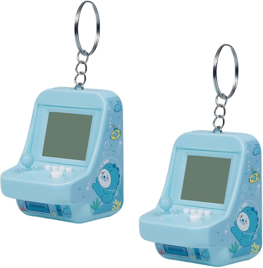 Portable Mini Arcade Keychain - 26 Classic Games, Music, and Building Blocks for Kids