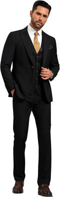 Mens Suit Solid Two Button Slim Fit 3-Piece Suit Set - Slim Tailored
