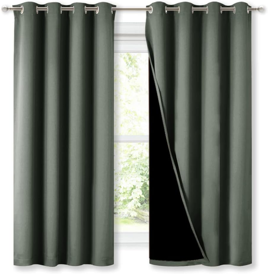 NICETOWN Dark Mallard Blackout Curtains for Total Privacy