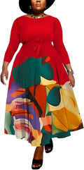 Plus Size Maxi Wrap V Neck Dress with Belt - Flattering Everyday Fit