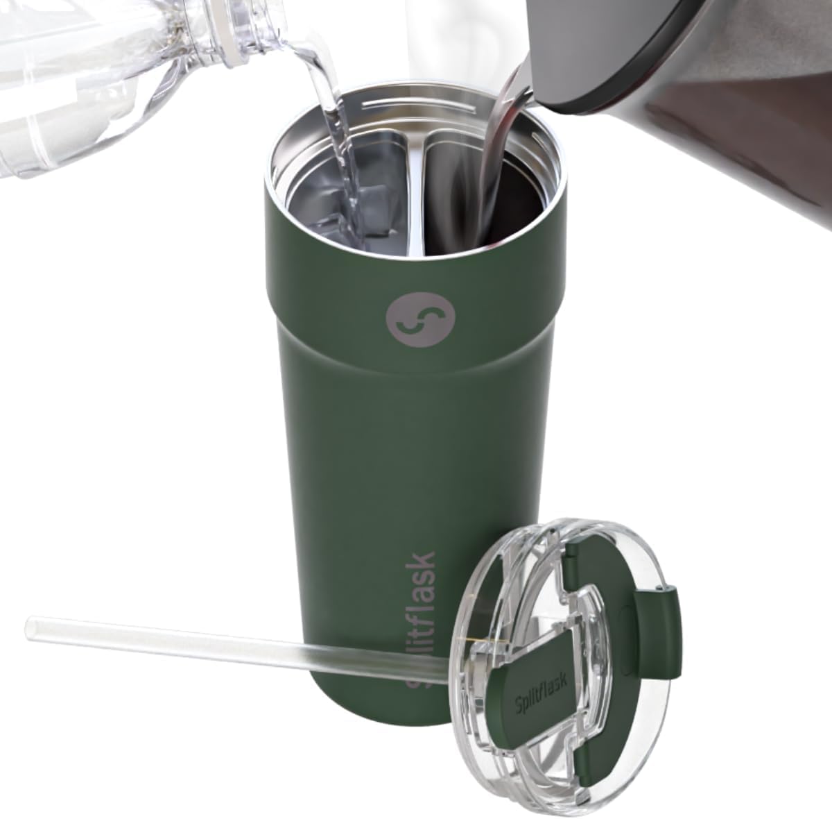 Splitflask DualChamber 30oz Travel Mug for Hot and Cold Drinks