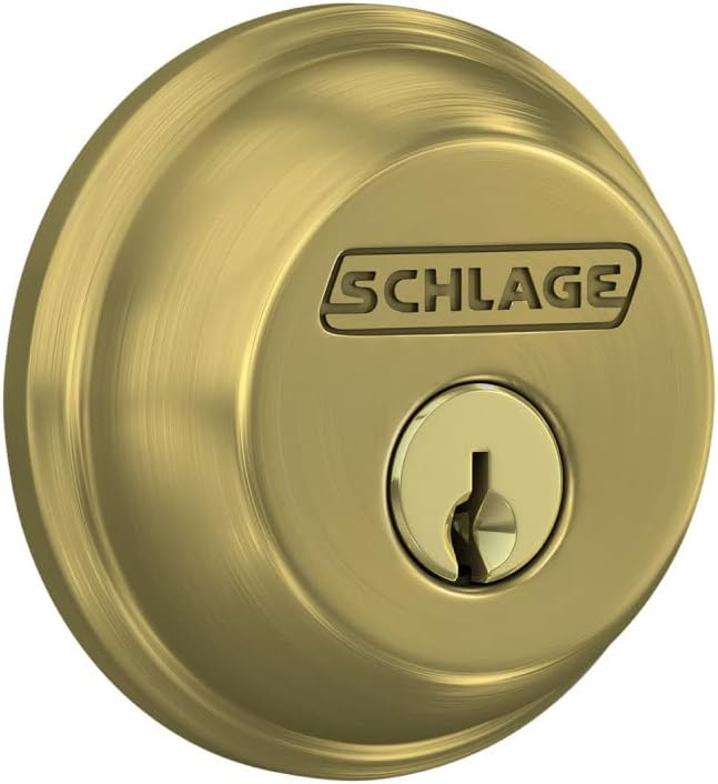 SCHLAGE Single Cylinder Deadbolt in Satin Brass for Security