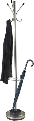 Adesso Umbrella Stand and Coat Rack, Steel - Slim Entryway Organizer