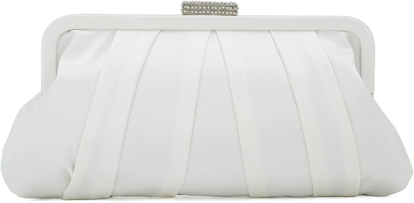 Classic Pleated Satin Clutch Bag for Weddings and Events
