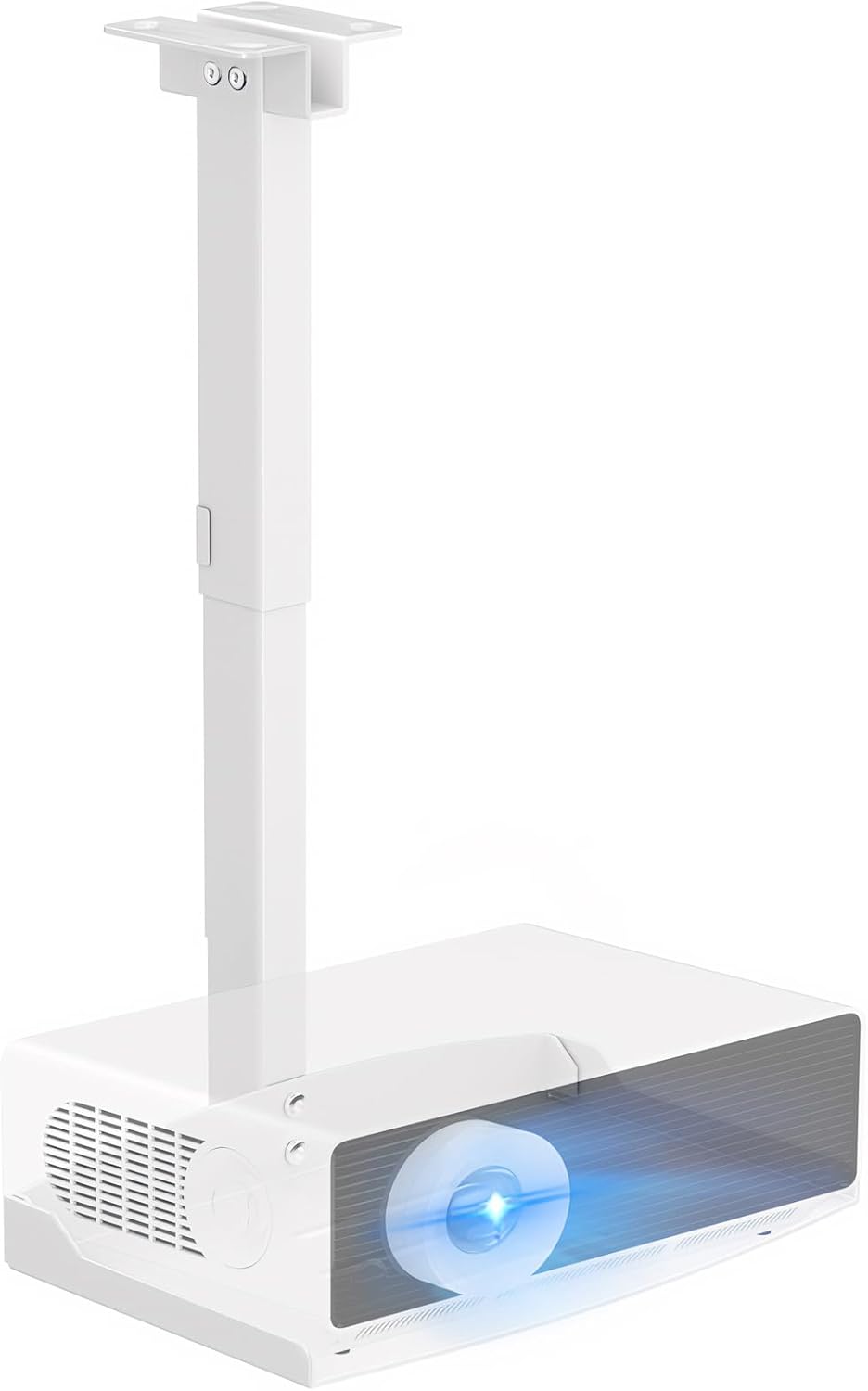 Adjustable Projector Ceiling Mount with Tray & Cable Management - 22 lbs Capacity! Perfect for Home Theater & Office! (White)