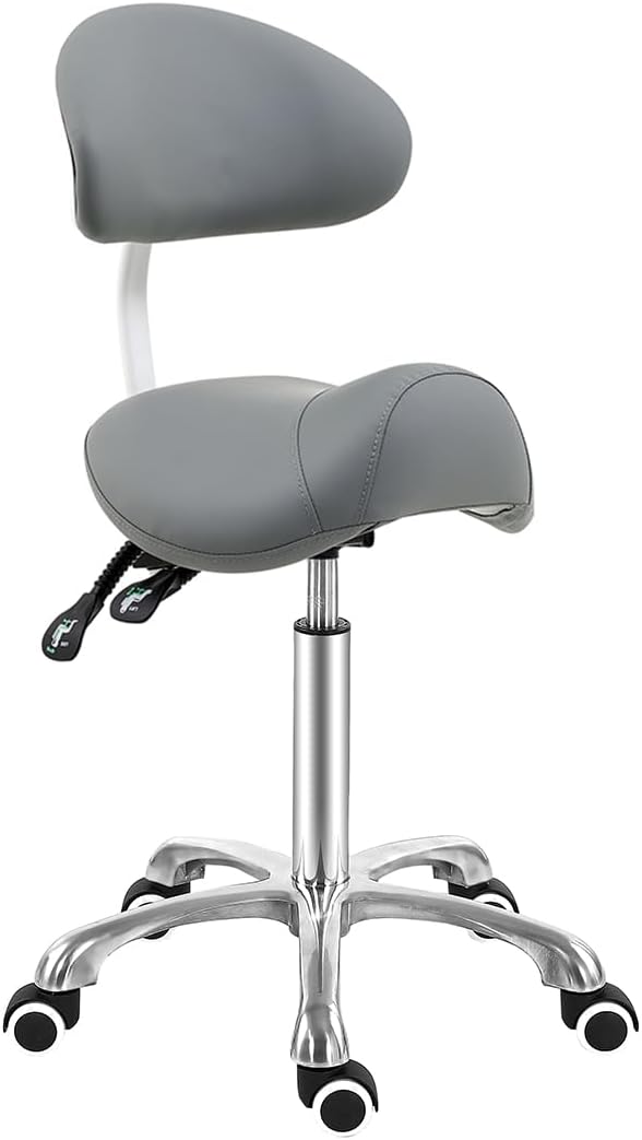 Ergonomic Saddle Stool Chair with Back Support for Comfort