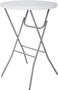 Portable Folding Bar Height Table - Locking Legs, Indoor/Outdoor, White - Lakhow