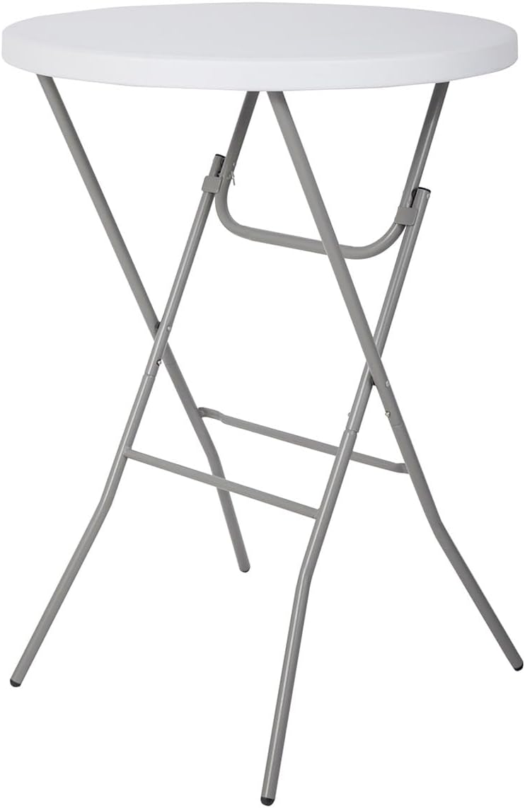 Portable Folding Bar Height Table - Locking Legs, Indoor/Outdoor, White - Lakhow