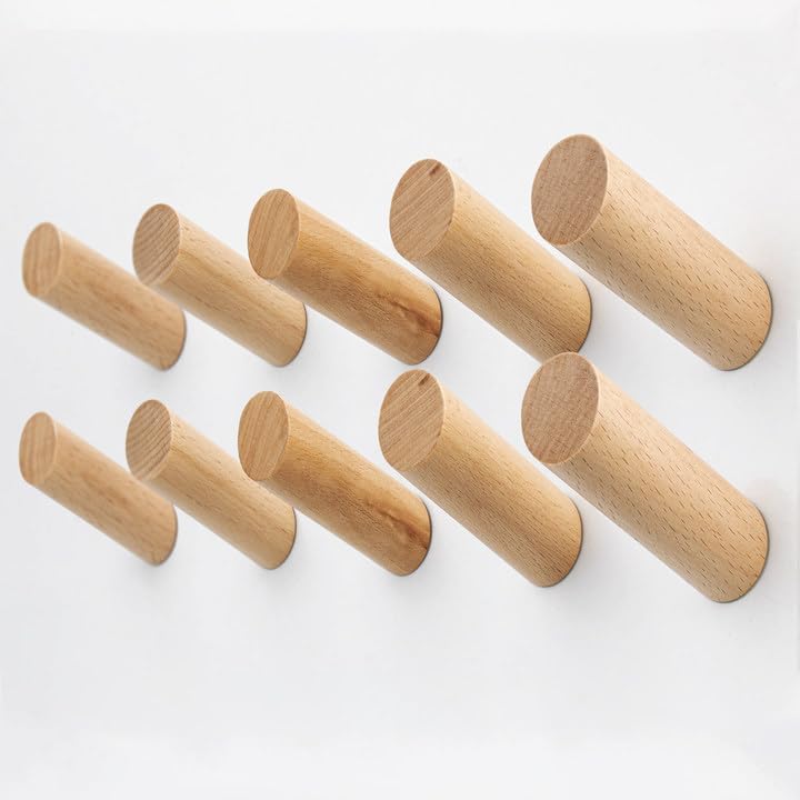 Rustic Wood Wall Hooks - Damage-Free, Stylish Organization