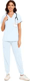 COZYFIT Scrubs for Women V-Neck Top & Cargo Pants Set (Style R59K)