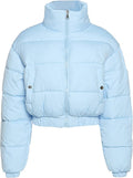 Cropped Quilted Puffer Jacket for Women - Lightweight Warm Winter Coat
