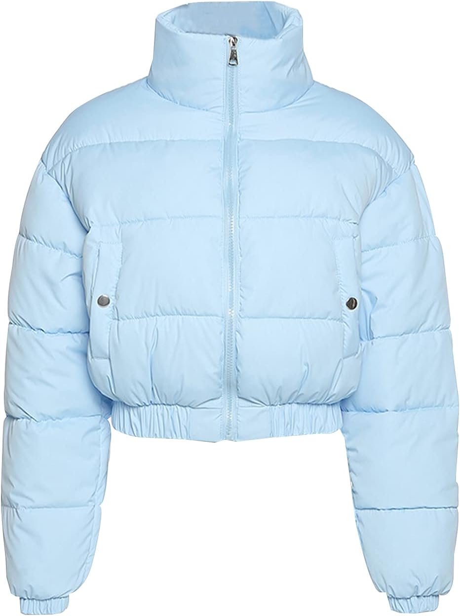 Gihuo Women's Cropped Quilted Puffer Jacket for Winter Style