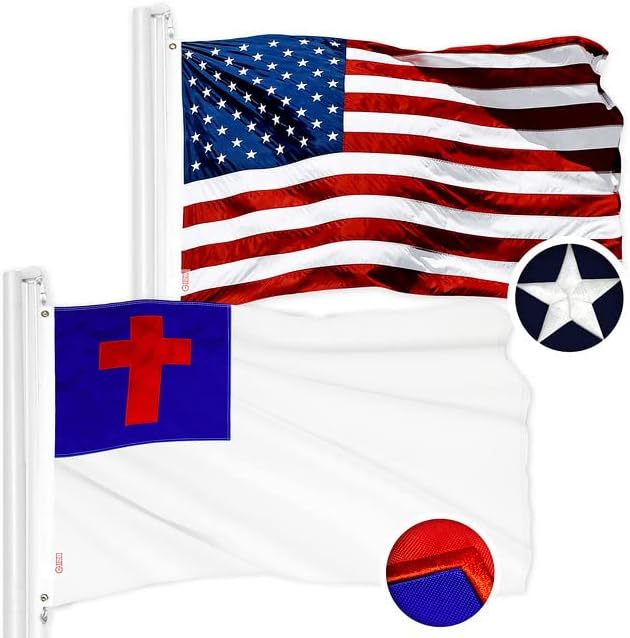 G128 Combo Pack: USA American Flag & Christian Flag 3x5 Ft