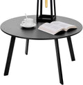 Outdoor Side Table Black Metal Round Patio Coffee Table - Weather