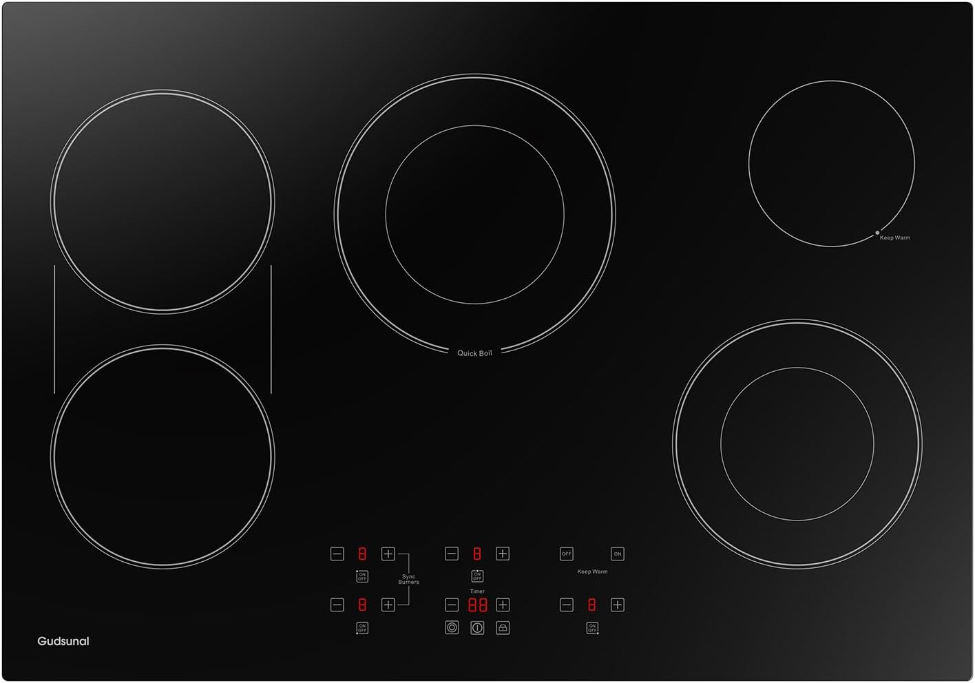 36 Inch Electric Cooktop with 5 Burners for Versatile Cooking