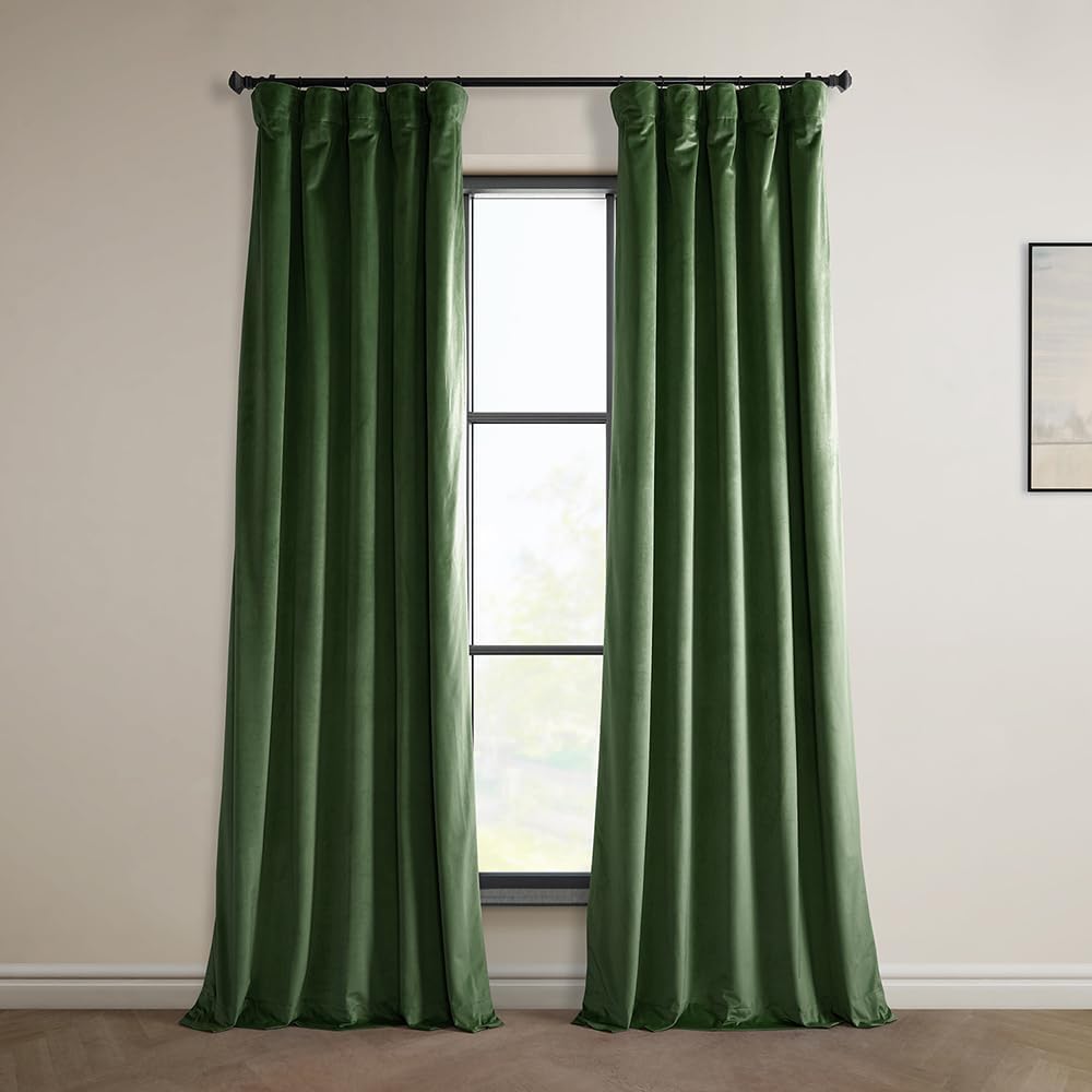 Heritage Plush Velvet Room Darkening Curtains 84 Inches Long