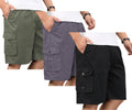 Men's Cargo Twill Shorts with Elastic Waist - Loose Fit Knee Length