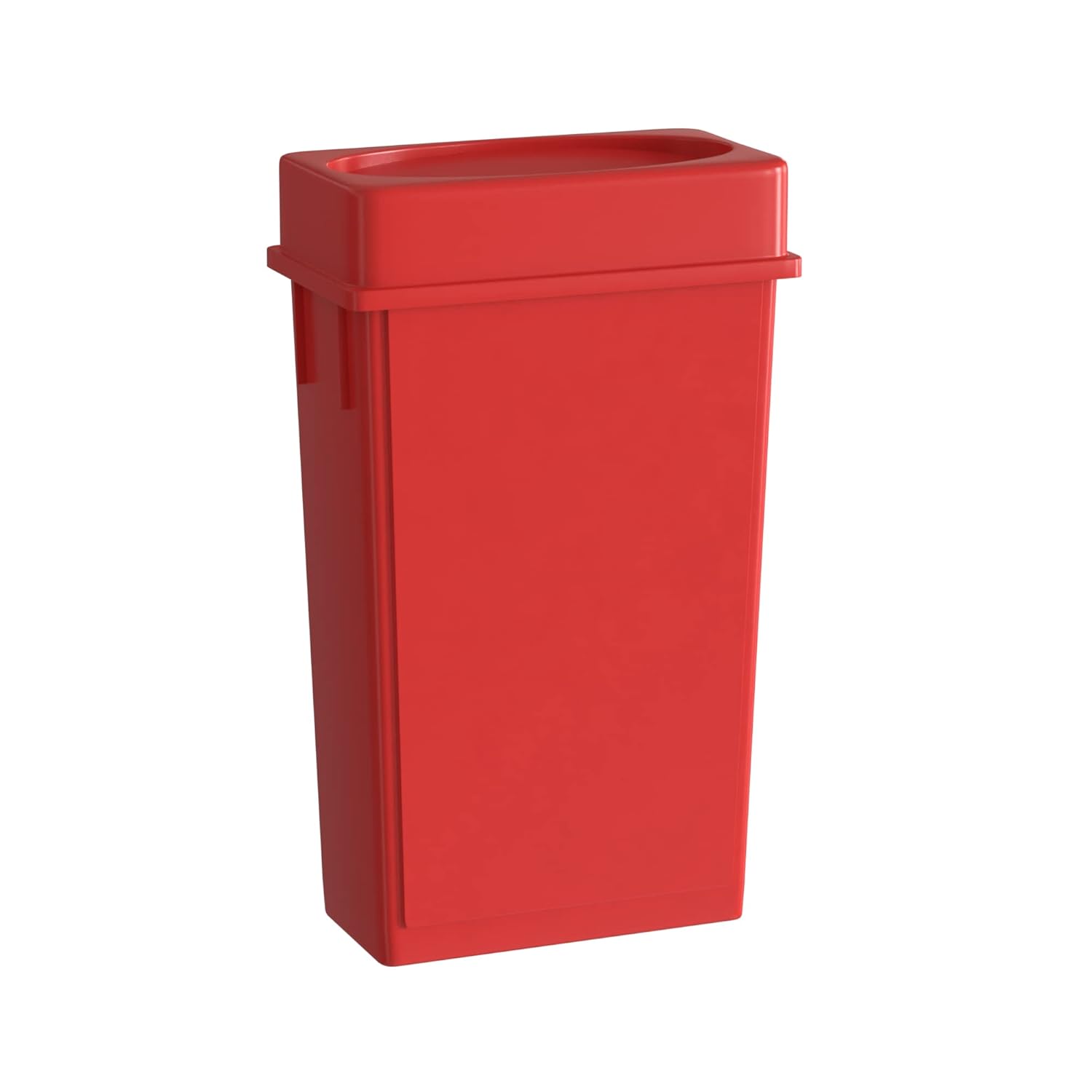 23 Gallon Red Slim Jim Trash Can with Drop Shot Lid for Easy Use