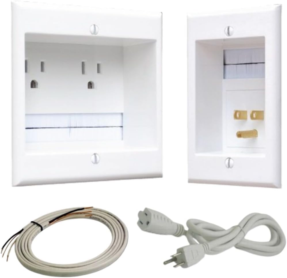 PowerBridge TWO-PRO-6 Dual Outlet TV Cord Hider for Clean Walls
