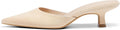 Coutgo Womens Kitten Low Heels Mules Closed Pointed Toe Pumps Comfort