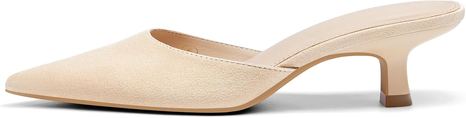 Coutgo Womens Kitten Low Heels Mules for Elegant Style