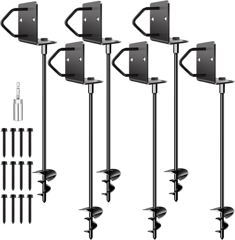 Ground Anchors Screw in 27in Set of 6 Heavy Duty Stakes