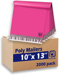 POLYSELLS 10x13 in Pink Poly Mailers 2000-Pack - Durable, Self-Seal