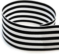 American Made 2-1/4ft Black & White Monarch Striped Grosgrain Ribbon