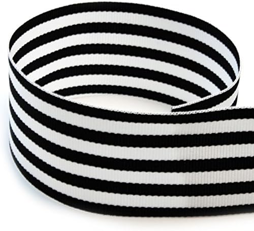 USA Made 2-1/4 Black & White Monarch Striped Grosgrain Ribbon
