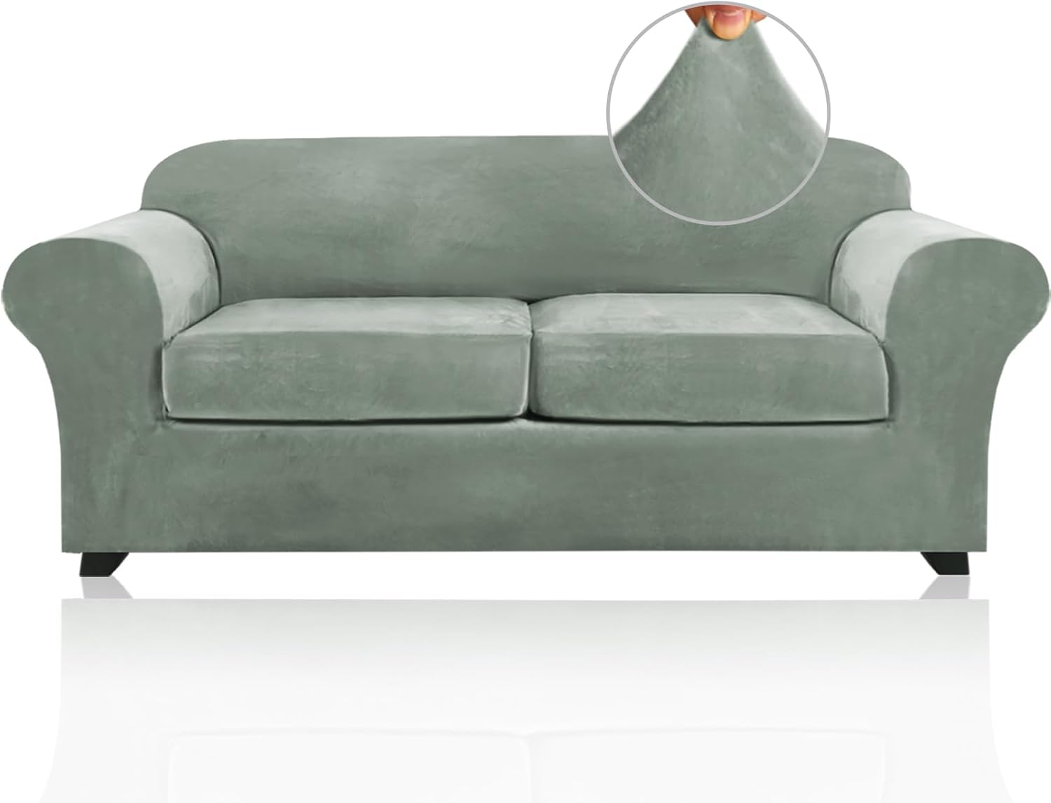 PrinceDeco Velvet Plush Sofa Covers for 2 Cushion Couch Up to 90in