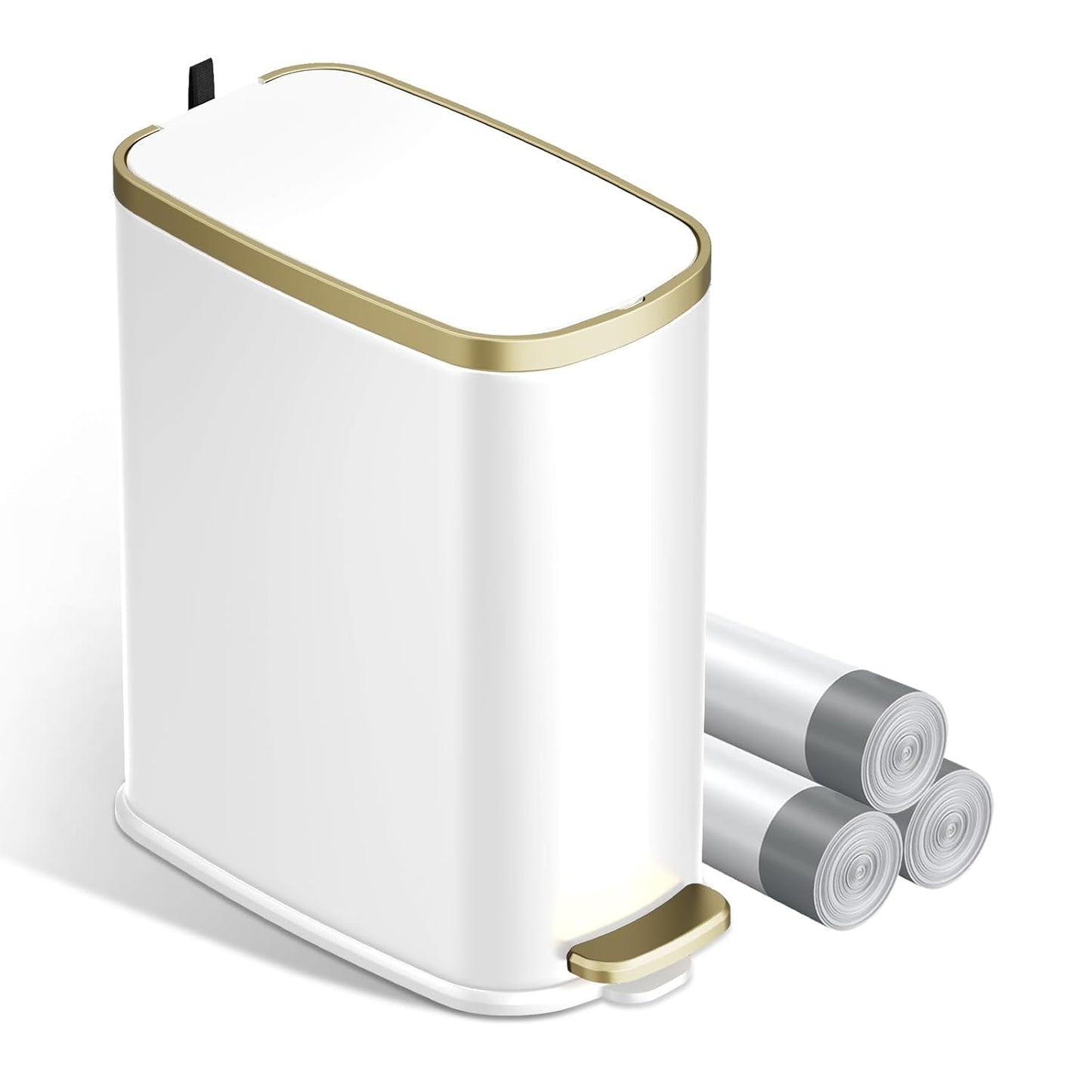 KUK Small Bathroom Trash Can with Lid Soft Close and Step Pedal