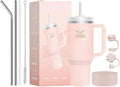40 Oz Tumbler with Handle Cream2.0 - Leak Proof Insulated Cup